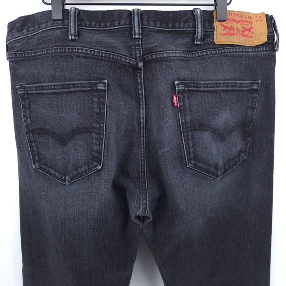 Levis Mens Jeans 501 Original 38x34 Black Straight Leg Stretch Denim Pants - Picture 4 of 12